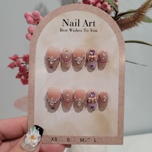 Purple And Nude Gems Press On nails